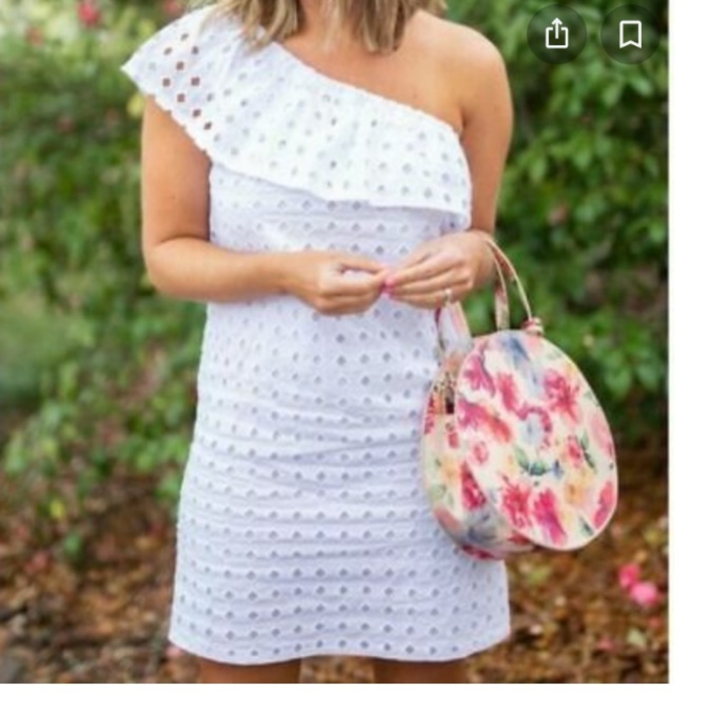 Gibson NWT White XS One Shoulder Eyelet Dress